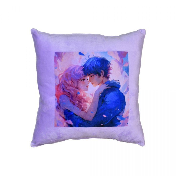 Подушка плюшева "Аніме. Подорож у світ кохання" розмір 30*30 см фіолетова