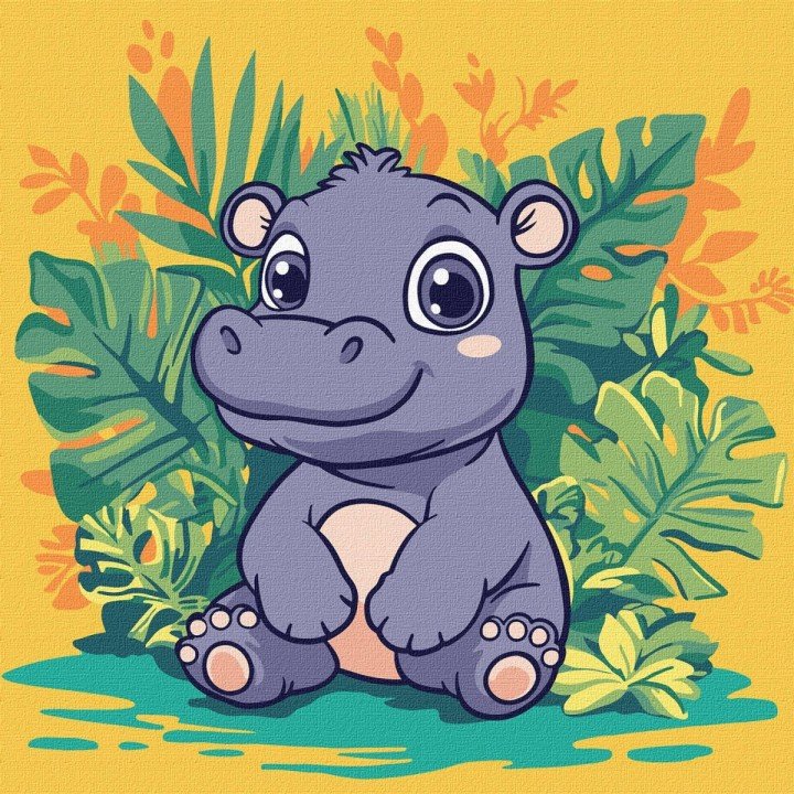 Картина за номерами "Бегемот в тропіках" 30х30 см