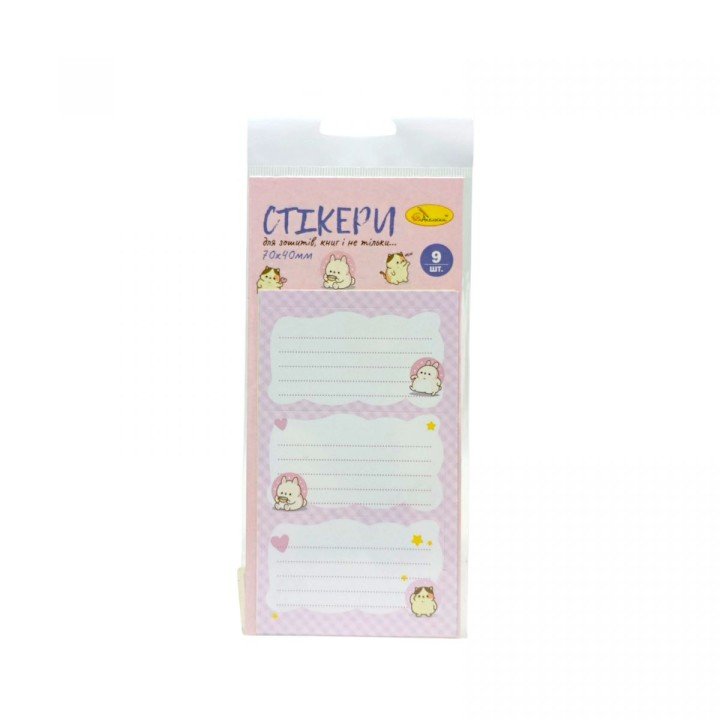 Набір стікерів для зошитів та книг, 9 шт (ВИД 1)