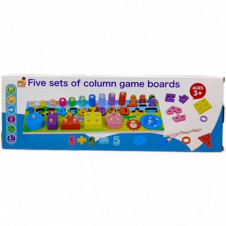 Логічна дошка дерев'яна (магнітна риболовля, шестерні,  кілочки, цифри, кільця, форми, сортер)