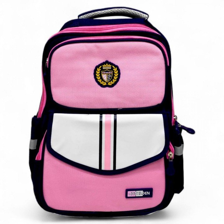 Рюкзак шкільний, розмір: 31х16х40 см (1 відділення, розділювач, 2 передні кишені, 2 бічні кишені, нагрудний ремінь) рожевий