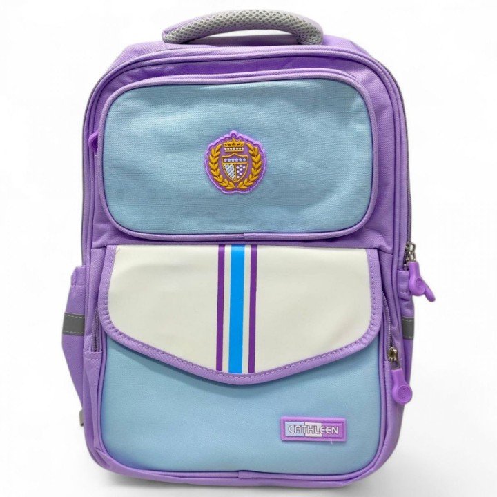 Рюкзак шкільний, розмір: 31х16х40 см (1 відділення, розділювач, 2 передні кишені, 2 бічні кишені, нагрудний ремінь) блакитний