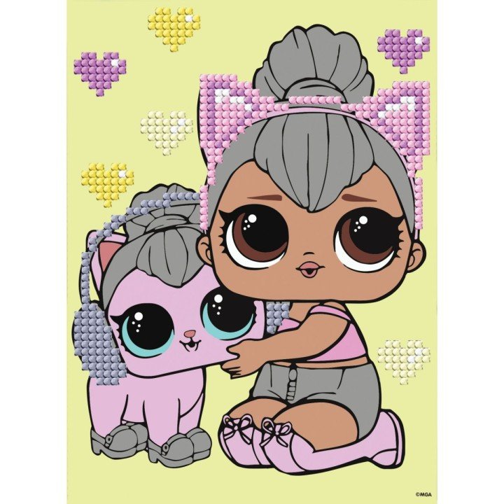 Набір з алмазною мозаїкою (вибірковою) "L.O.L. Surprise! KITTY QUEEN WITH KITTY KITTY" 15x20см