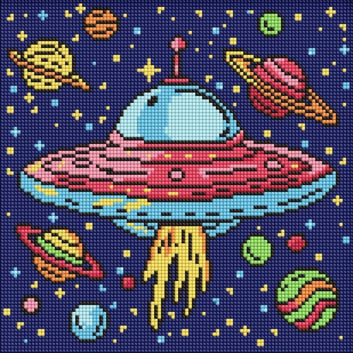 Алмазна мозаїка ДЛЯ ДІТЕЙ "КОСМІЧНА ПОДОРОЖ" 30Х30СМ