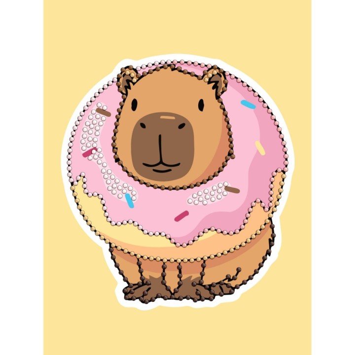 Набір з алмазною мозаїкою (ВИБІРКОВОЮ) "СОЛОДКИЙ КАПІБАРА" 15x20см