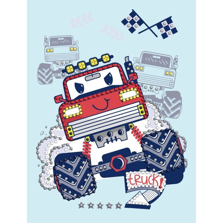 Набір з алмазною мозаїкою (вибірковою) "ЧЕРВОНА МАШИНКА" 15x20см