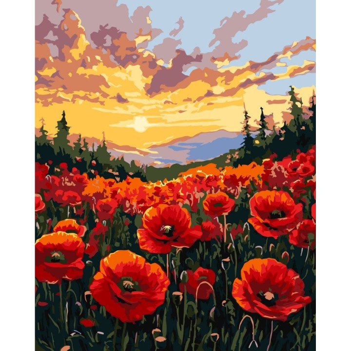Картина за номерами "Поле маків" 40х50 см