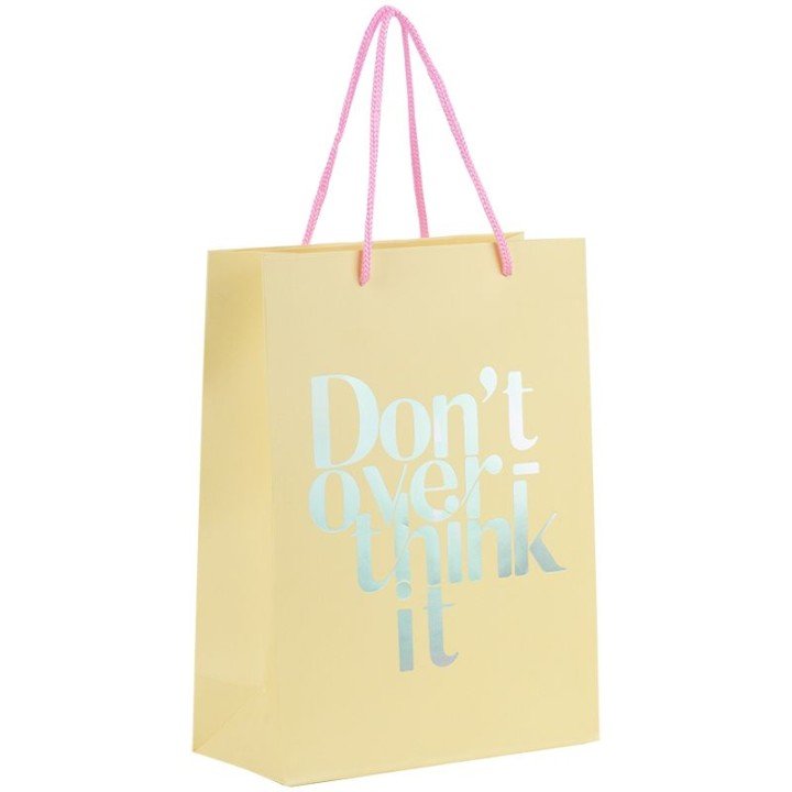 Пакет паперовий подарунковий, 18х24см, Don't overthink it