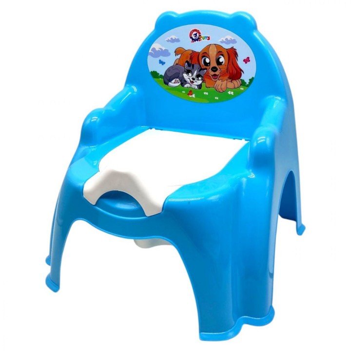 Горщик дитячий з кришкою,(БЛАКИТНИЙ) З КОТИК ПЕСИК