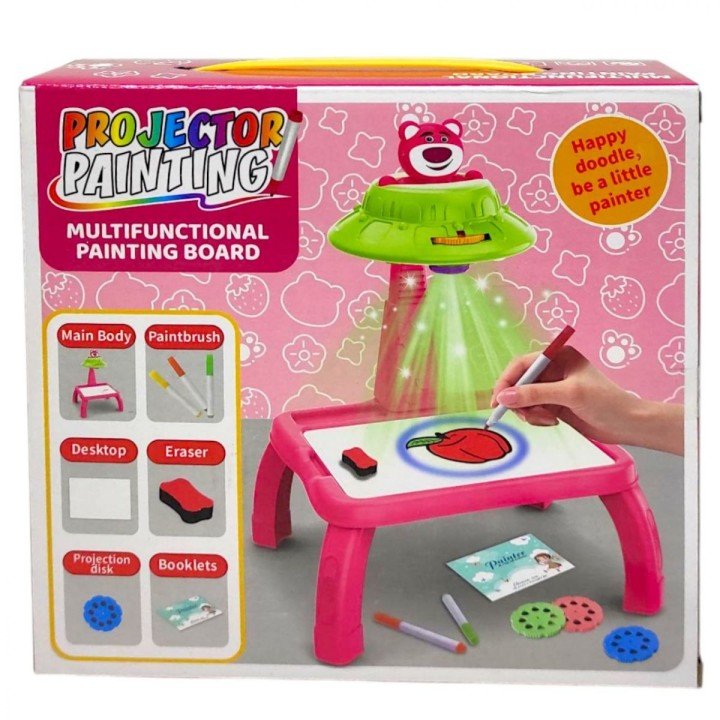 Столик з проєктором на батарейках (герой, підсвітка, диски, фломастери)