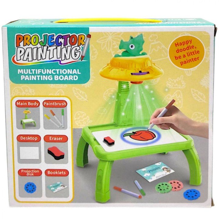 Столик з проєктором на батарейках (герой, підсвітка, диски, фломастери)