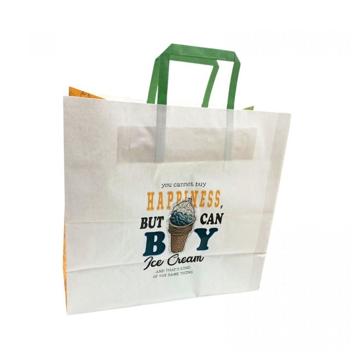 Пакет паперовий з ручками Крафт білий 32х15х30 см