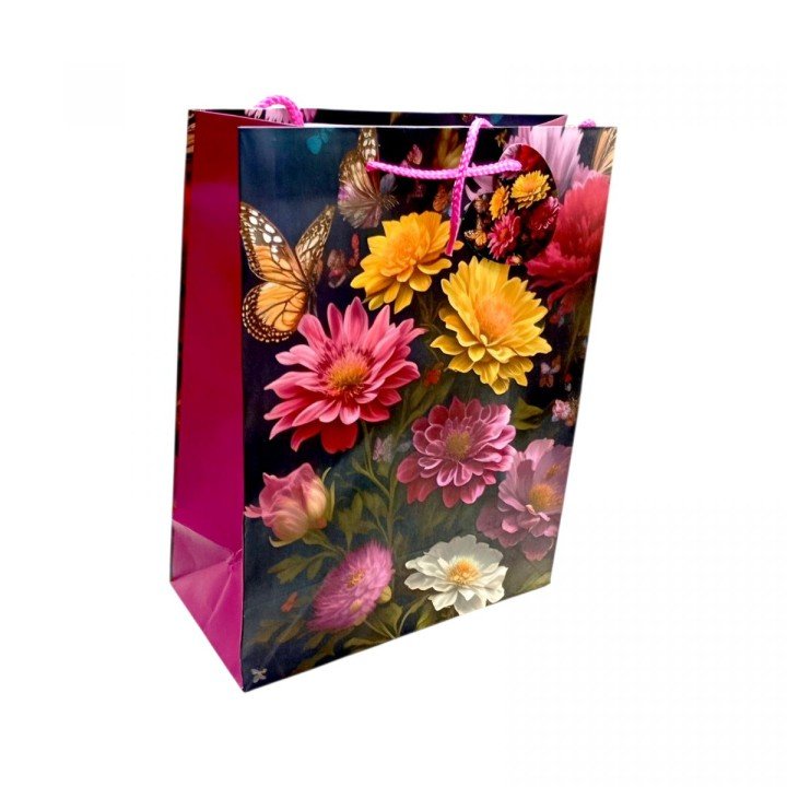 Пакет паперовий 26х32х12 см, жоржини