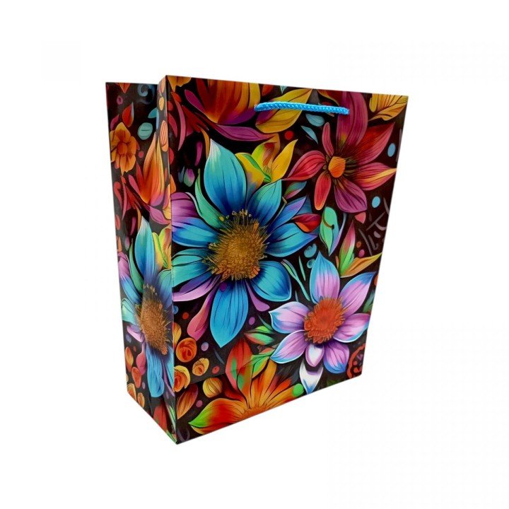 Пакет паперовий 26х32х12 см, квіти