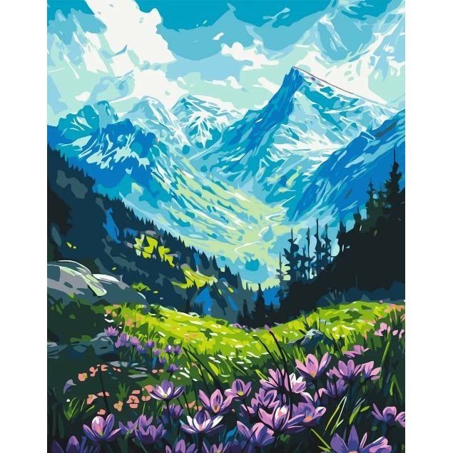 Картина за номерами "Підніжжя гір" 40х50 см