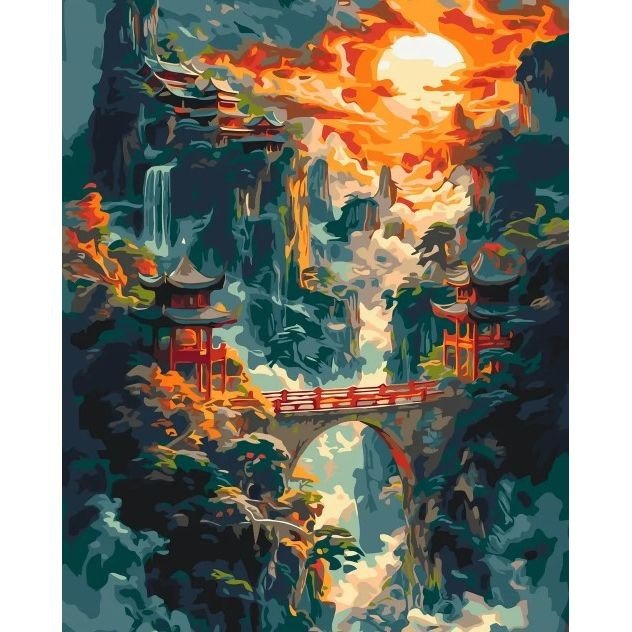 Картина за номерами "Японський ранковий пейзаж" 40х50 см