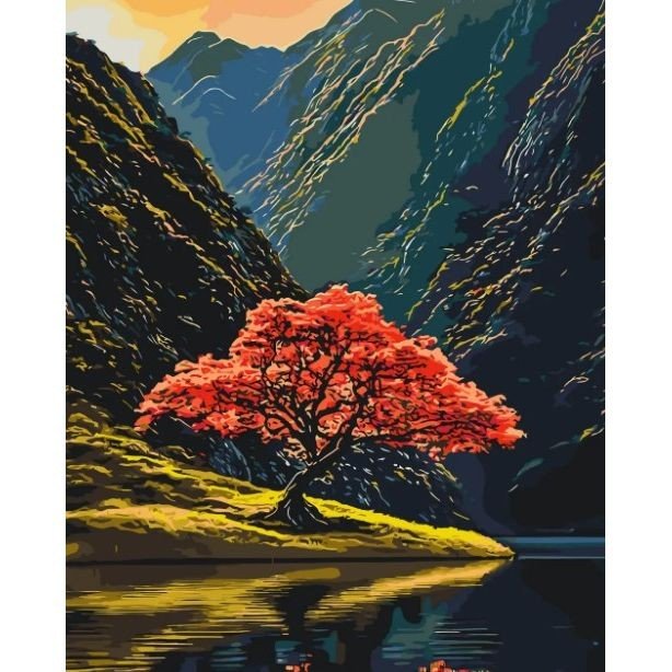 Картина за номерами "Дерево серед гір" 40*50 см