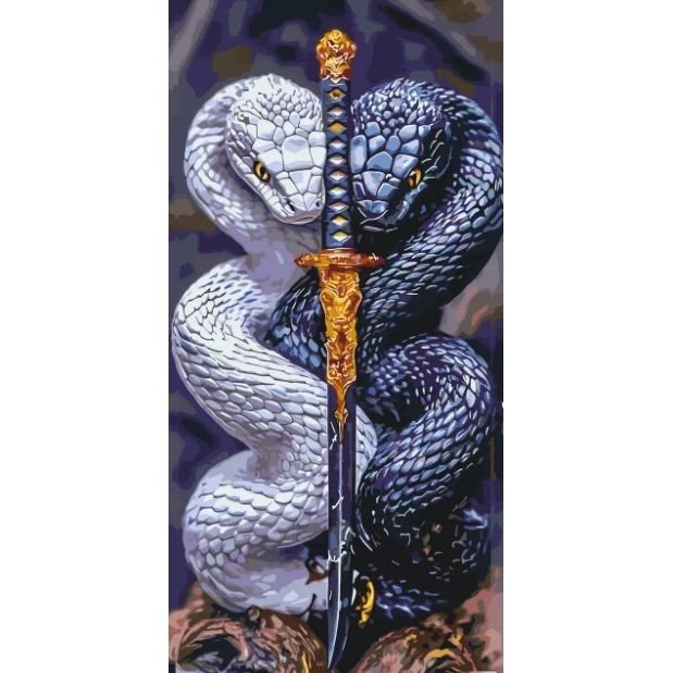 Картина за номерами з фарбами металік "Стражі меча" 40*80 см