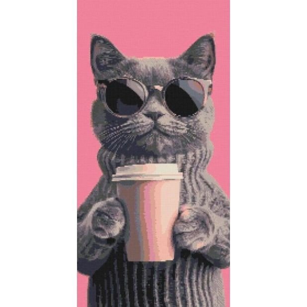 Алмазна мозаїка "Котячий вайб" 40х80 см