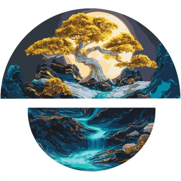 Картина за номерами з фарбами металік "Нічна гармонія" (напівкруги) 70*70 см