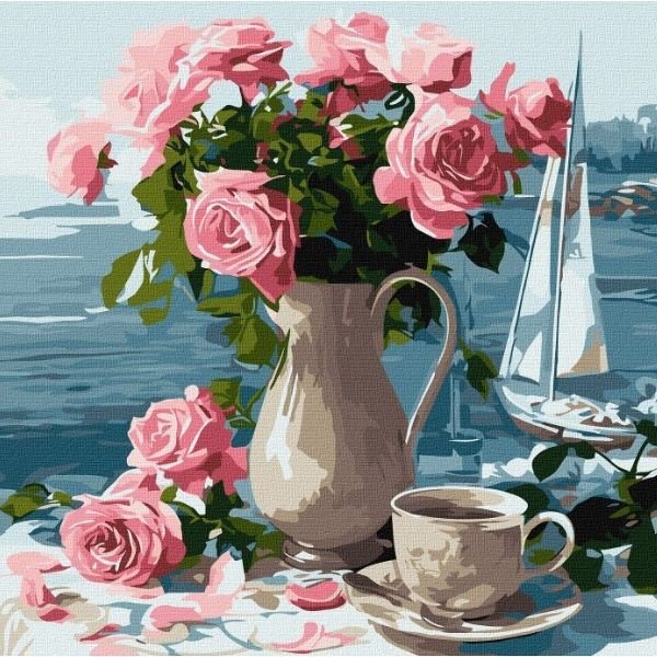 Картина за номерами "Ранкові троянди" 40x40 см