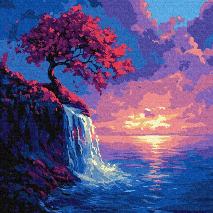 Картина за номерами "Сакура в потоці" 40х40 см