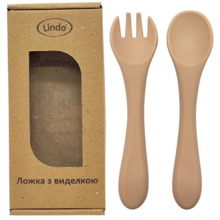 Набір "Ложка+виделка", силікон (беж)