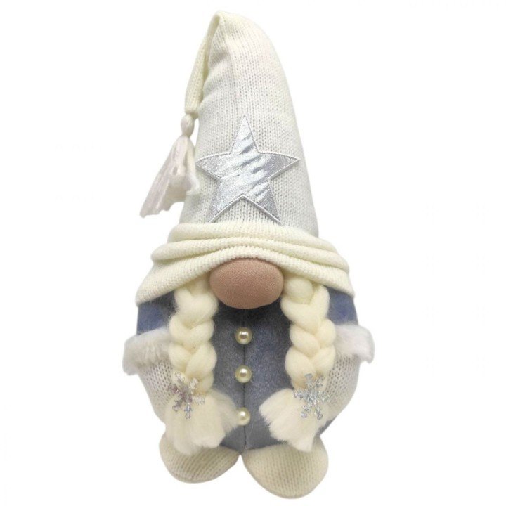 Мʼяка іграшка "Скандинавський гном", Hand Made (висота 30 см),  дівчинка (БІЛИЙ)