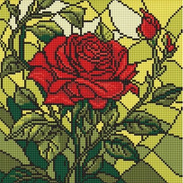 Алмазна мозаїка "Вітраж. Троянда" 30x30см