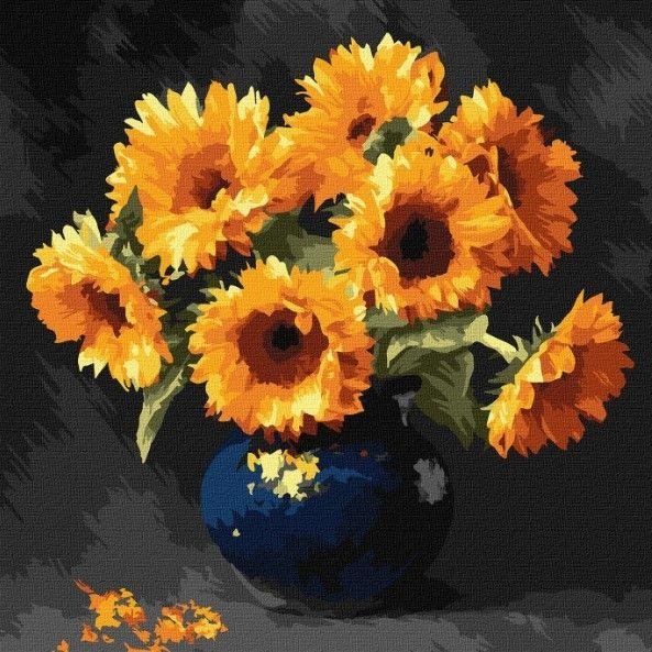 Картина за номерами "Соняшник в темряві" 40x40см