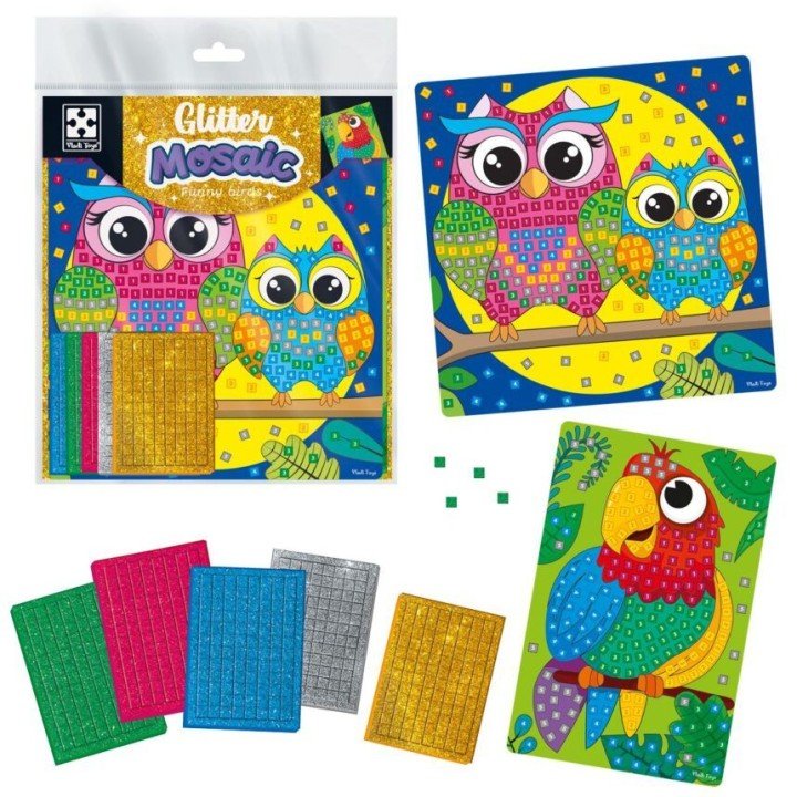 Набір для творчості з блискучою мозаїкою «Сова та Папуга»