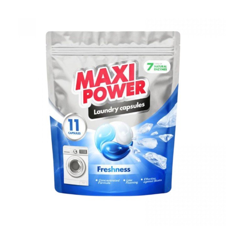 MAXI POWER Капсули для прання універсальні Свіжість 11шт