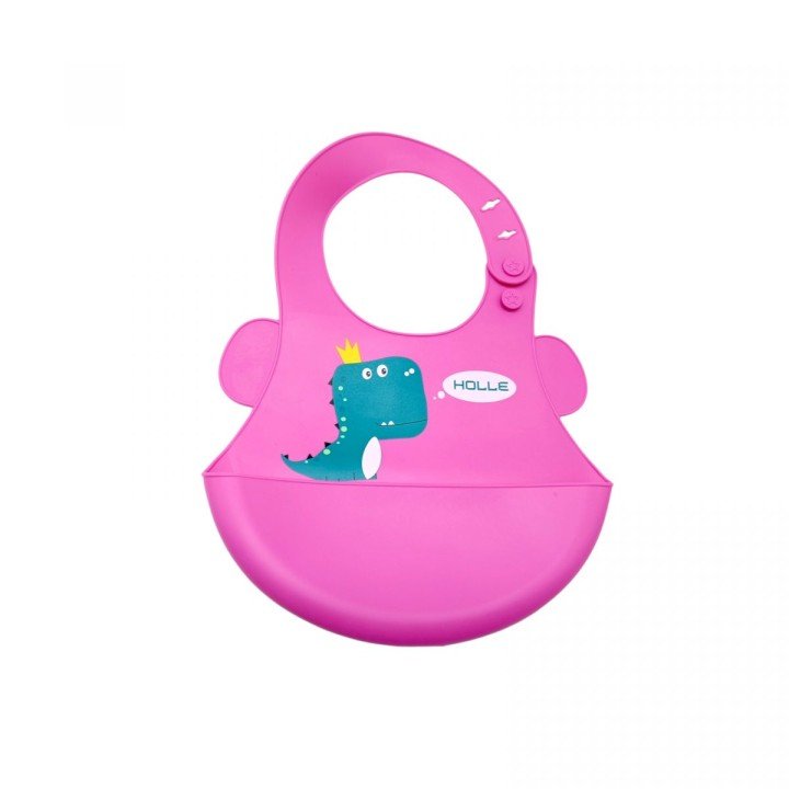 Слинявчик силіконовий "Діно", МАЛИНОВИЙ