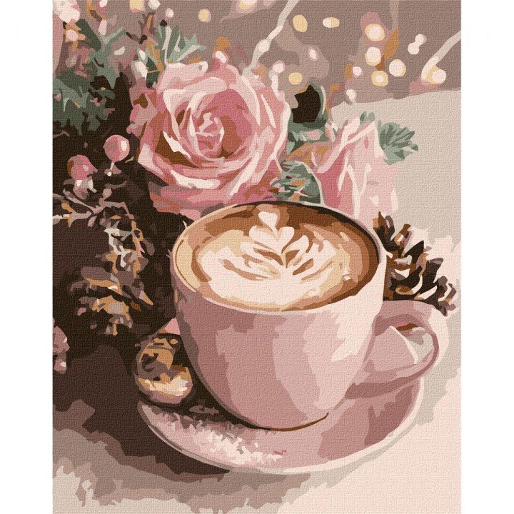 Картина по номерах з фарбами металік "Новорічне капучіно" 40х50 см