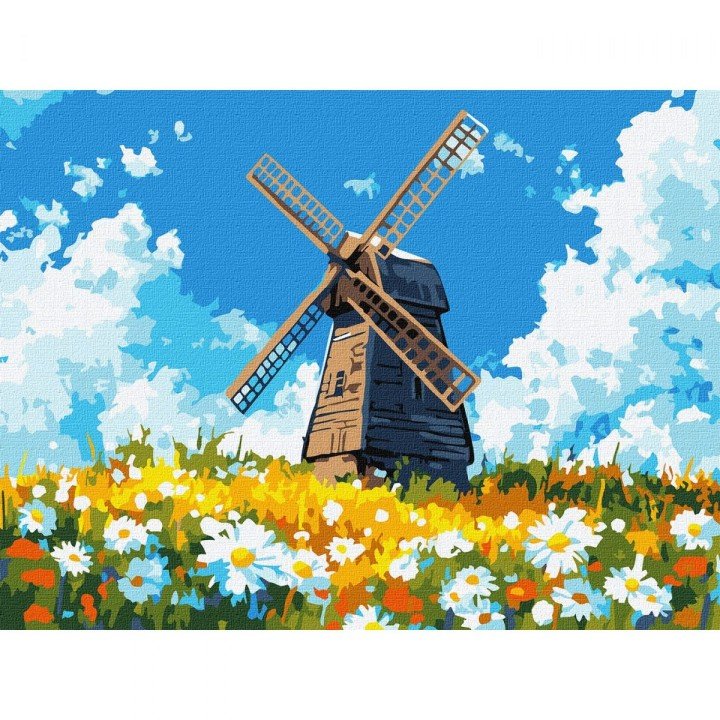 Картина за номерами "Млин посеред поля" 30х40 см