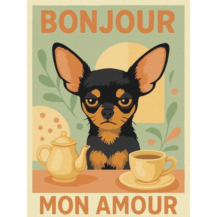 Картина за номерами "Постер. Ранок з чіхуахуа" 30х40см