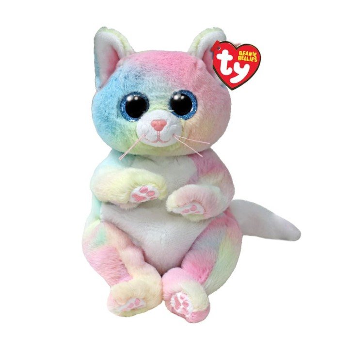 Дитяча іграшка м’яконабивна TY BEANIE BELLIES. Райдужний кіт CAT