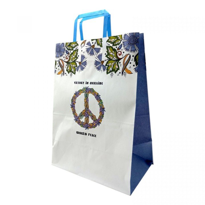 Пакет паперовий з ручками Крафт білий 25х15х34,5 см.