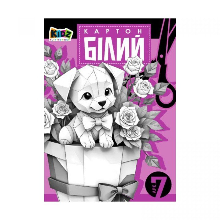 Набір картона білий, 210х297 мм, 7 аркушів, в кольоровій папці