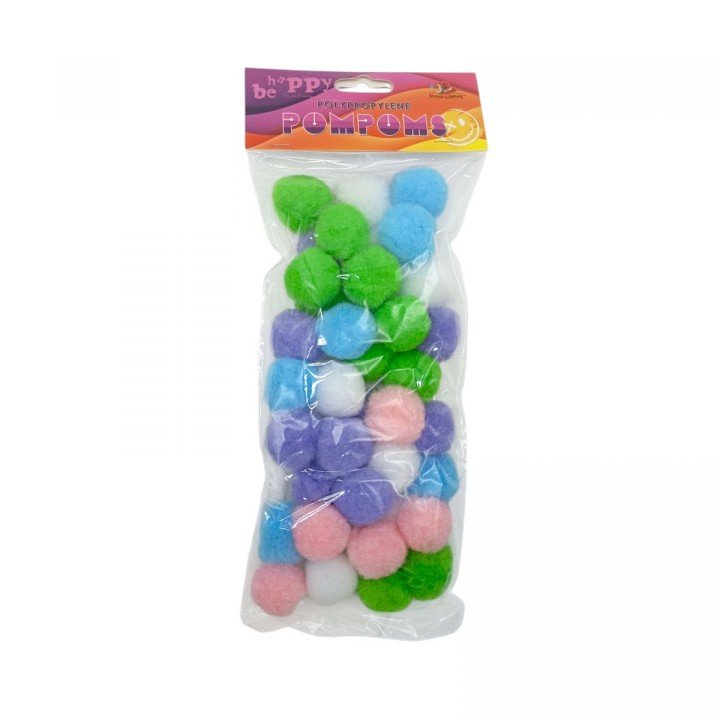 Помпони поліпропіленові, 3см,5 кольорів,40шт