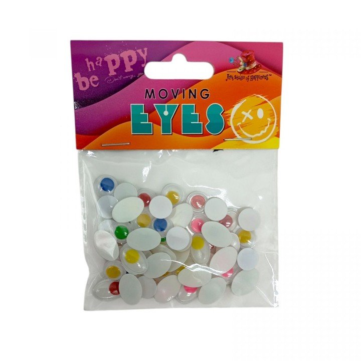 Рухомі очі, круглі 50шт., 10мм*25шт, 10*15мм*25шт.кольорові