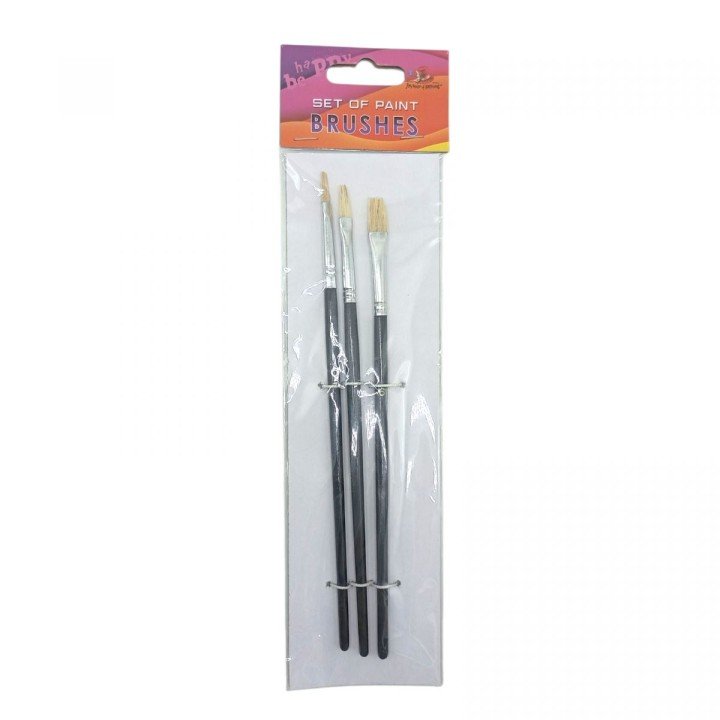 Набір пензлів для малювання,Щетина,розмір 2,4,6, 3шт.в пакеті,плоска головка,деревʼяна ручка
