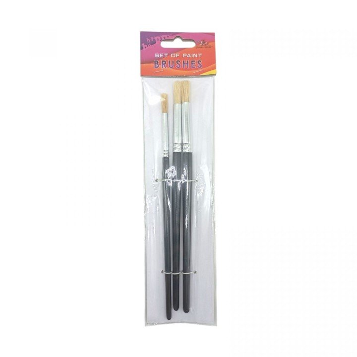 Набір пензлів для малювання,Щетина,розмір 8,10,12 3шт.в пакеті,кругла головка,деревʼяна р-ка