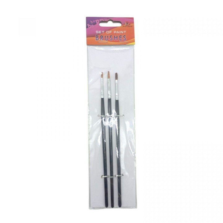 Набір пензлів для малювання,Коза,розмір 2,4,6, 3шт.в пакеті,плоска головка,деревʼяна ручка
