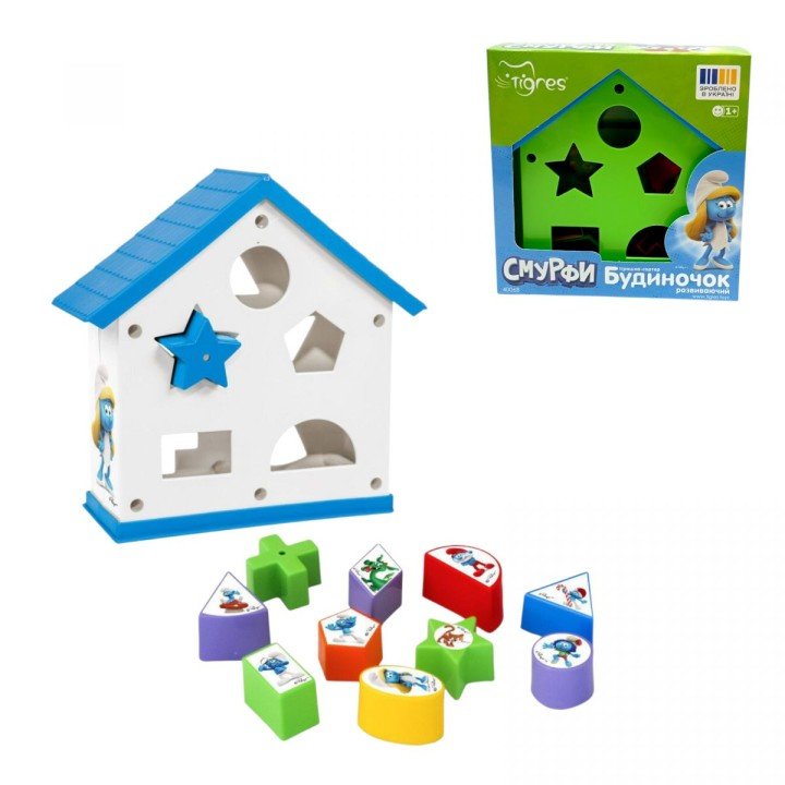 Іграшка-сортер Будиночок розвиваючий, СМУРФИ (БІЛИЙ)