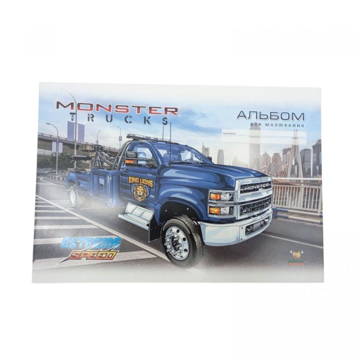 Альбом для малювання, 100г, на скобі, 202х292 мм, 16 аркуш.  ДЖИП ТРАК СИНІЙ