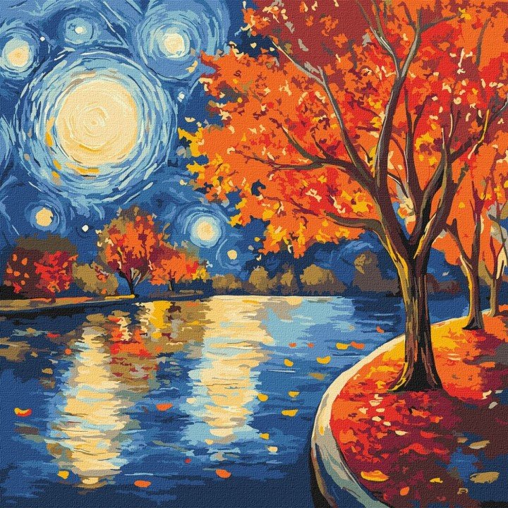 Картина за номерами "Осіння ніч" 40х40см