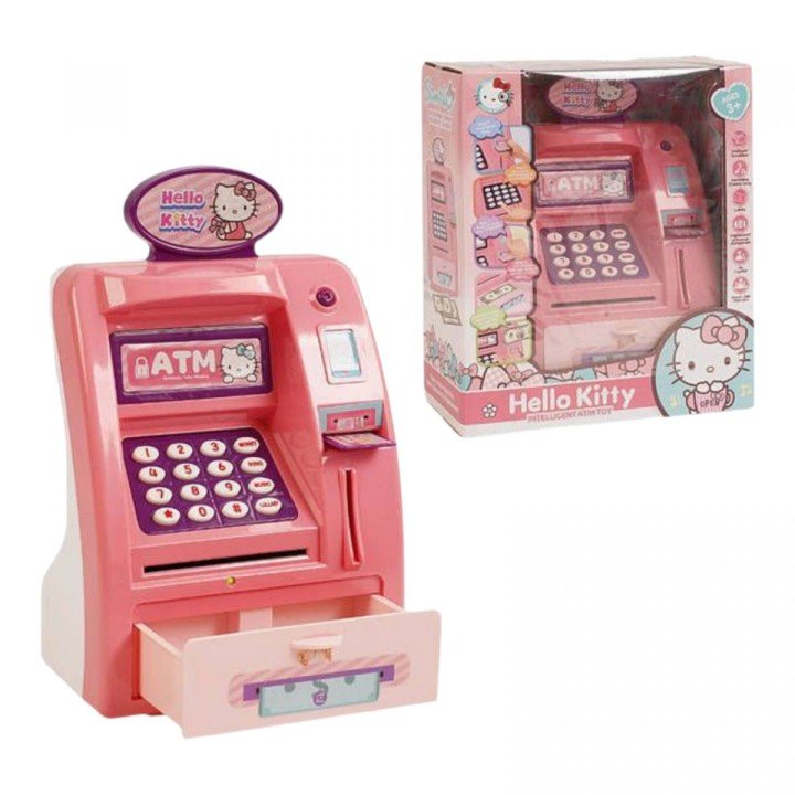 Сейф “Банкомат” Хелоу Кітті Санріо, звук, підсвічування, імітація сканування відбитка пальця, банкноти, картка, інструкція, в коробці