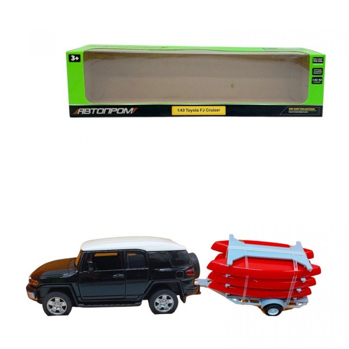 Машина+прицеп мет. 1:43 Toyota FJ,відкр.двері,короб.28*8*6,5см