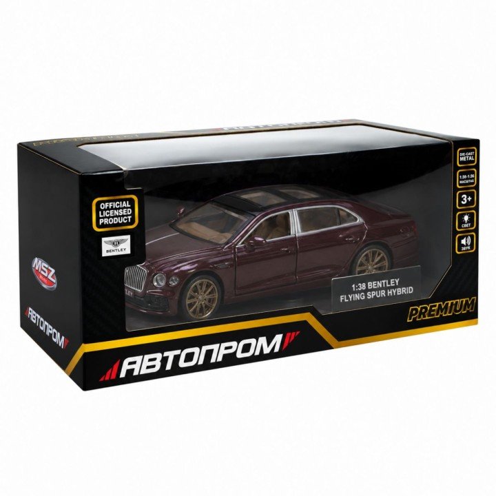 Машина металева Автопром 1:38 "Bentley Flying Spur Hybrid" на батарейках світло, звук